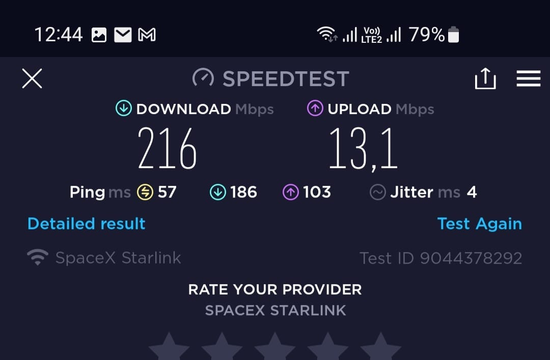 A STARLINK terminál tesztelése.